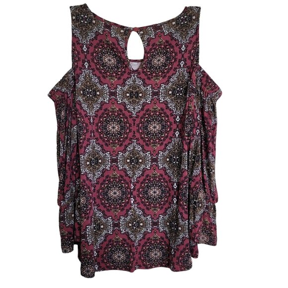 Women's Cold Shoulder Long Sleeve Top Pink Rose Size Small - Picture 2 of 5